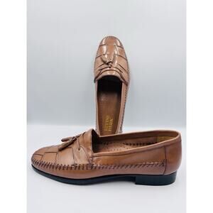 Irvine Park Brown Leather Tassel Loafer Shoes Mens 10 M Brazil Dress Slip On NEW